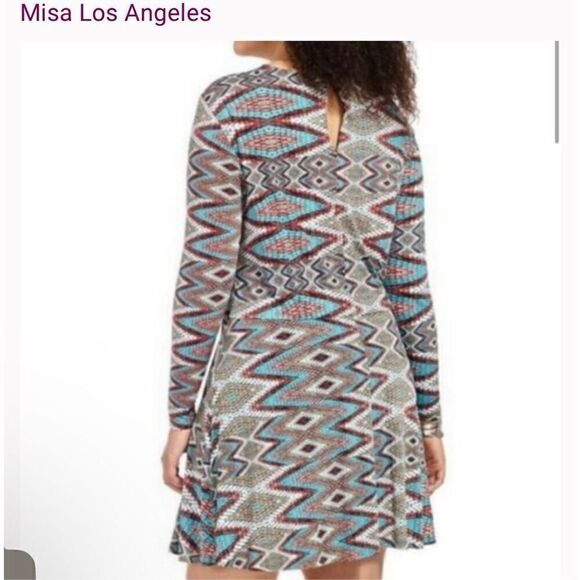 Misa Los Angelas snakeskin mosaic print long sleeve mini dress XL - Picture 6 of 7